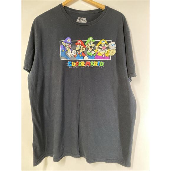 Super Mario Factory Distressed Black Graphic T-shirt Men’s XXL 50-52” - Picture 1 of 7